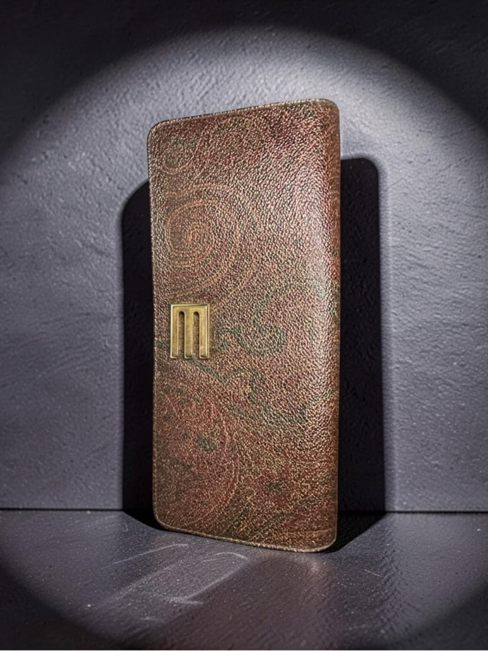 Vintage ETRO Paisley print Leather long Wallet with snap closure